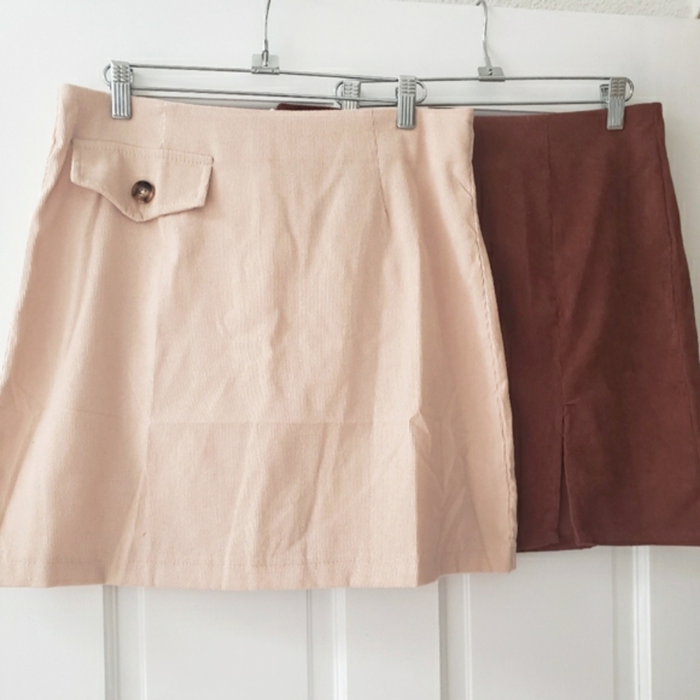 New 2 SHEIN Corduroy Skirts Size L